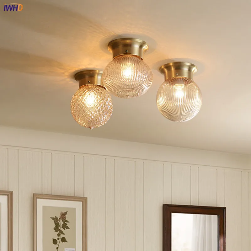  IWHD American Copper LED Ceiling Light Fixtures Kitchen Hallway Balcony Porch Modern Simple Ceiling - 32913536868