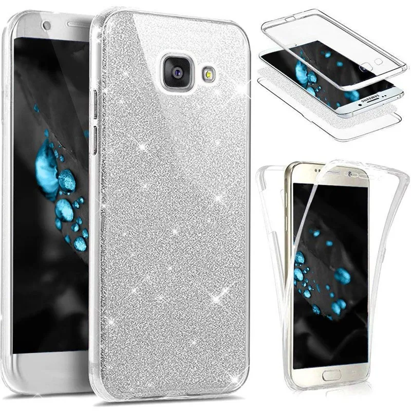 360 полная защита Блестящий силиконовый чехол для Coque samsung Galaxy A3 A5 A7 A6 A8 плюс S6 S7 S8 S9 Note 9 8 S10 Funda - Цвет: Silver