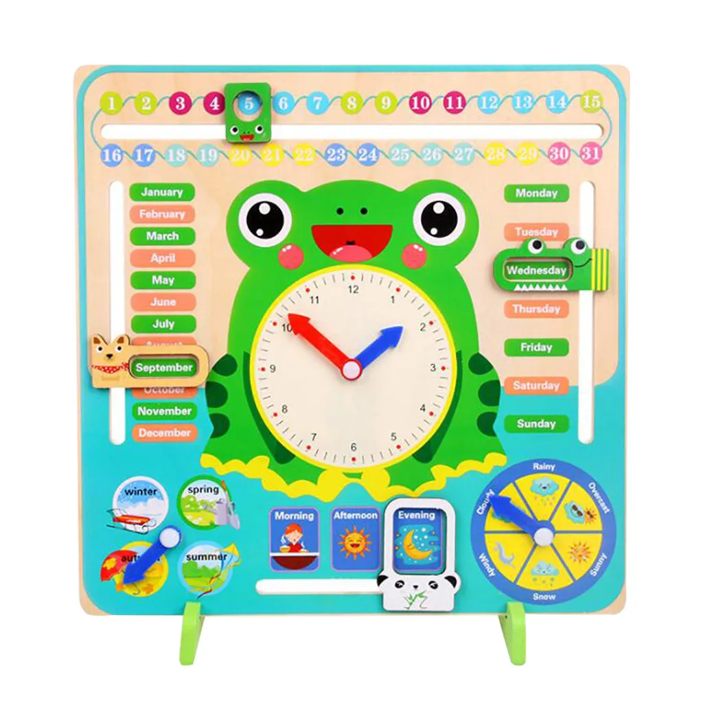 Деревянные детские познавательные игрушки, обучающие школьные часы с календарем, погодные обучающие доски, Обучающие игрушки, детские подарки