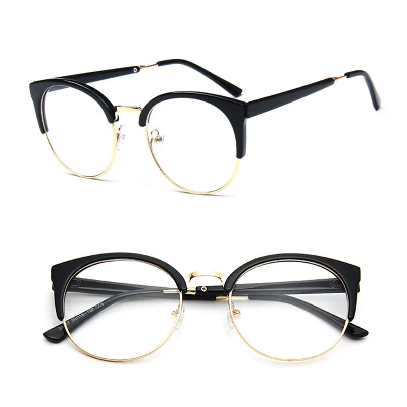 Винтаж Металлические рамки ретро оправы очков очки для женщин мужчин прозрачный оптические, при близорукости зрелище полукруг глаз