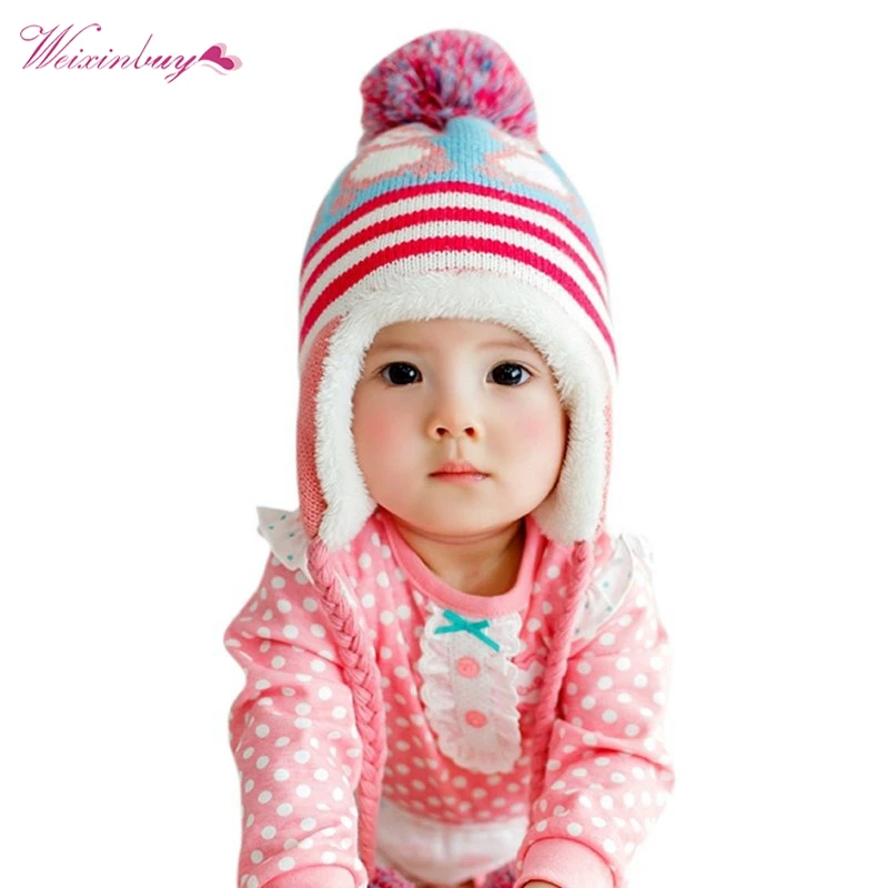 

6-36M Winter Baby Girls Boys Kids Cartoon Knitted Hats Soft Supper Warm Crochet Cap Earflap Toddler Infant Hat Children Beanie