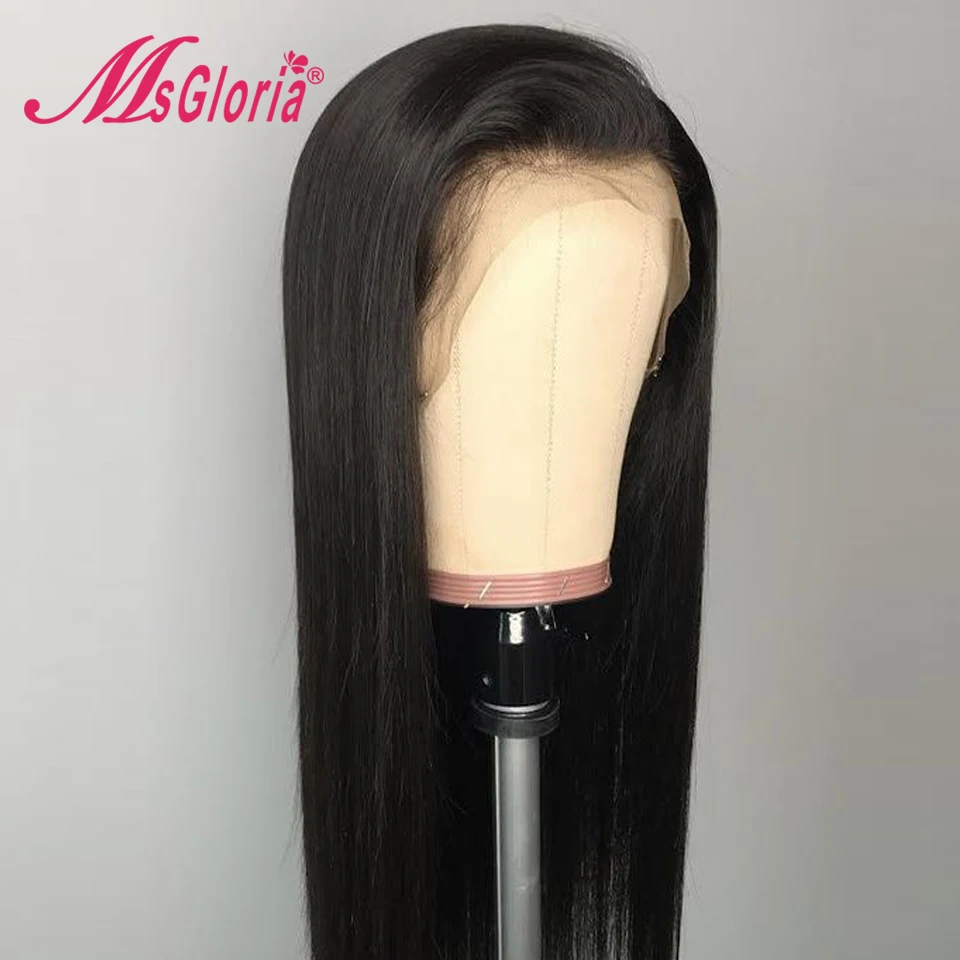 

Straight Lace Front Human Hair Wigs Free Part Brazilian Remy Hair Wig 8"-24"Pre Plucked Natural Hairline Bleached Knots