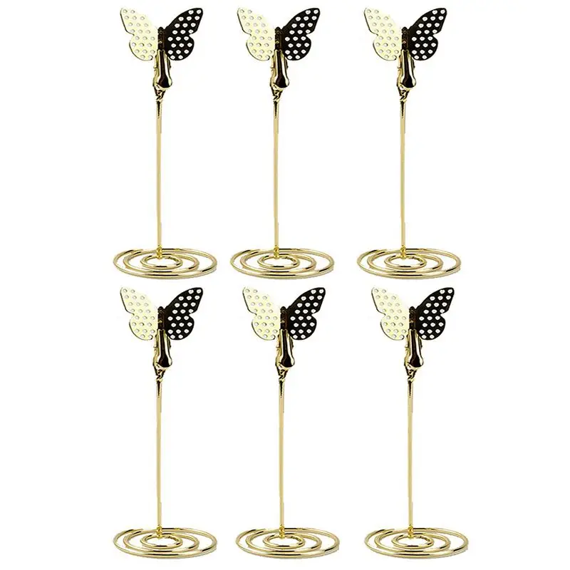 

Memo Clips Holders with Alligator Clips and Butterfly Shape Photo Holder Stand Place Card Holders for Wedding Party Favors, 6
