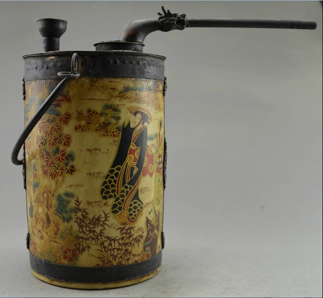 

Collectible Decorated Old Handwork Copper Porcelain Lady Travel Smoking Pipe fast Shipping