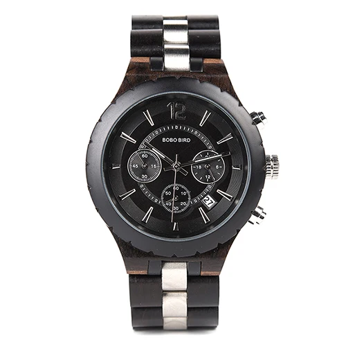 BOBO BIRD часы-браслет из Для мужчин часы деревянные роскошные стильные кварцевые часы с хронографом армейские кварцевые большое Для мужчин, подарок relogio masculino W-R22 - Цвет: W-R22-1