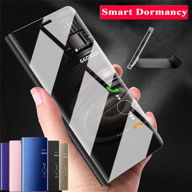 

For Huawei P Smart 2019 Case Luxury Smart View Clear Mirror Flip Stand Case for Huawei P Smart Phone Bag Cases Capas