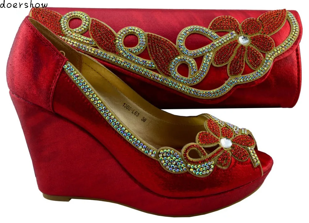 doershow Fast Shipping Fashion African Wedding Shoes With Matching Bags