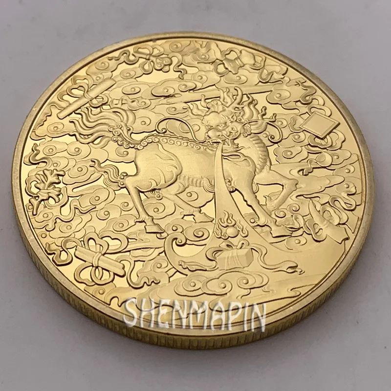 Китайский традиционный талисман цилин памятная монета символизирует счастье Кирин коллекционные монеты принести удачу свет себе
