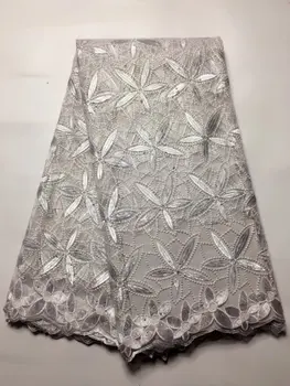 

Latest 2017african Lace Fabric Guipure Cord Tulle French Net Lace With Stones 5yards High Quality White Nigerian French Lace j54