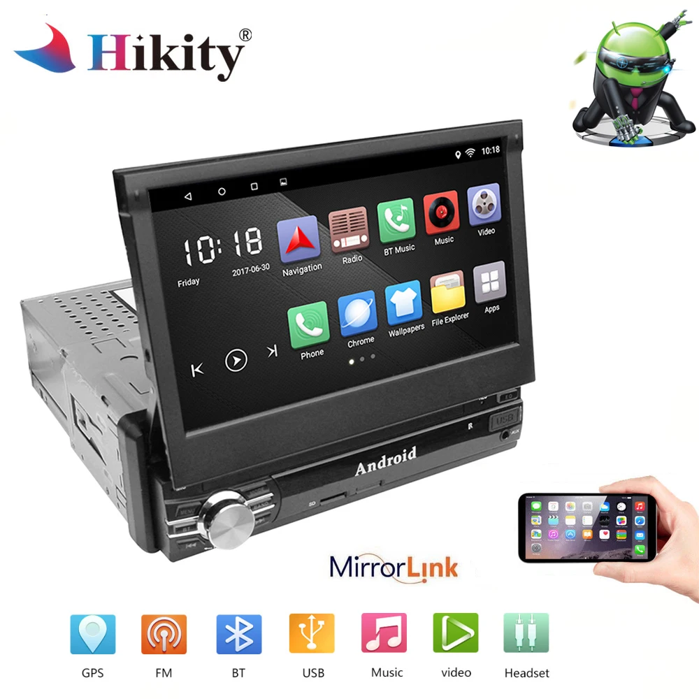 

Hikity Car Radio Android Stereo 7" HD Autoradio 1din Touch Screen GPS Navigation Bluetooth With SD/FM/MP4/USB/BT Support camera