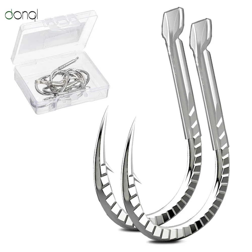 

DONQL 10pcs/lot Barbed Fishing Hooks Single Circle Carp Fishhooks Titanium Alloy Silver Color Fishing Accessories Supplies