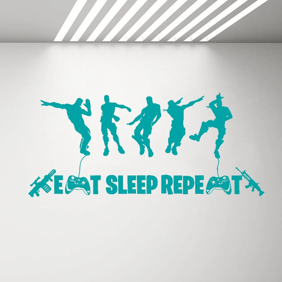Eat Sleep Repeat X-Box настенное украшение для мальчиков Спальня Floss танцор игра Цитата Наклейка на стену персонаж настенные наклейки с росписью наклейки D894