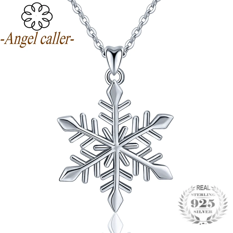 

Angel Caller 100% 925 Sterling Silver Snow Pendant Necklace Women Fashion Silver Necklace Fine Jewelry for Birthday Gifts CYD172