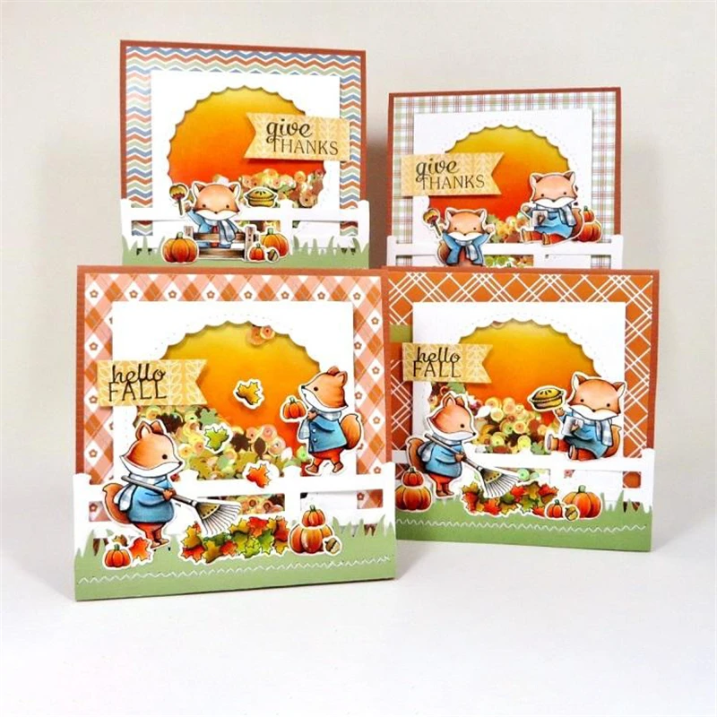 

Naifumodo 117*87mm Cute Foxes Metal Cutting Dies Scrapbooking for Card Making DIY Embossing Cuts Dies Craft