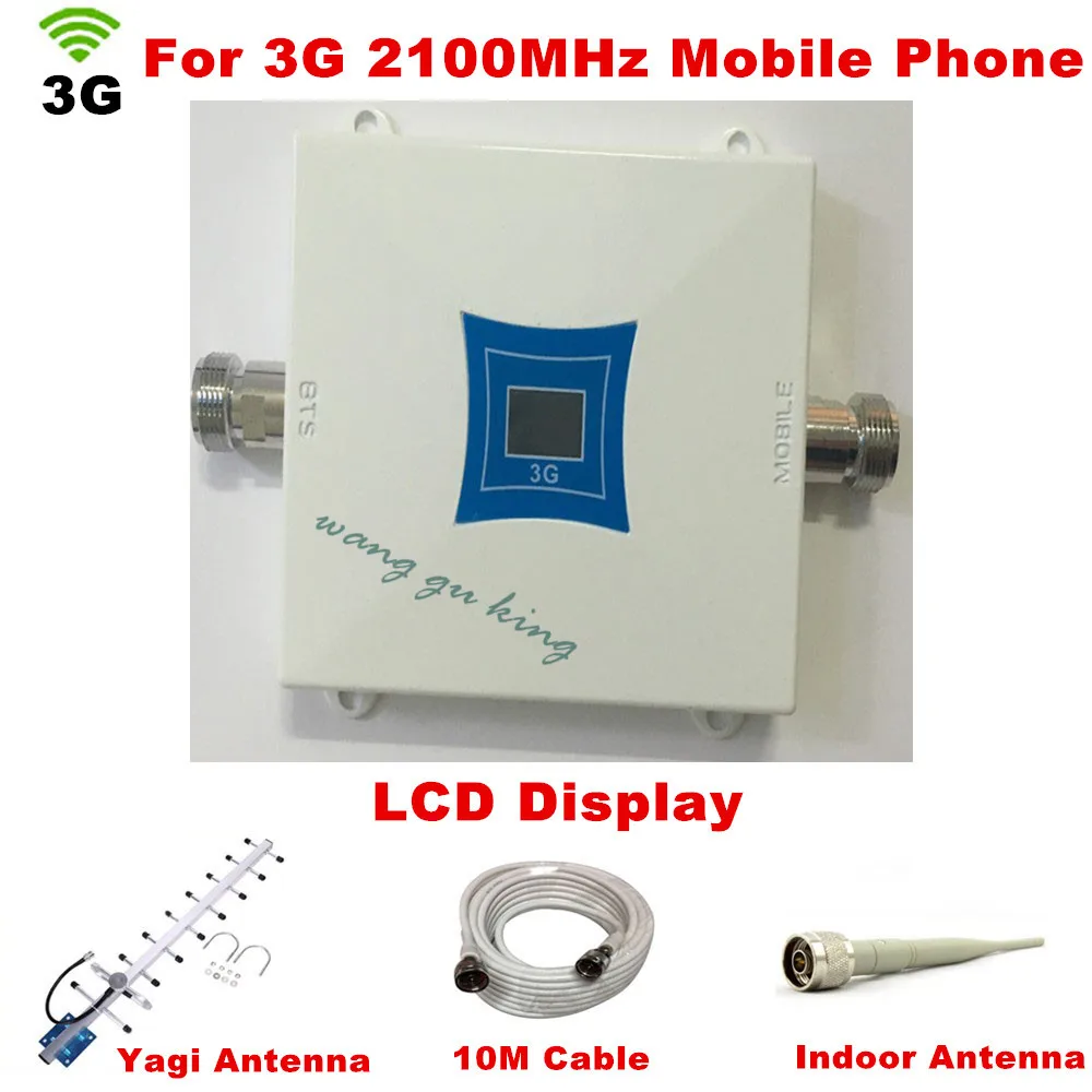 

HOT!Full set 3G UMTS 2100MHZ WCDMA LCD Repeater Cell Phone Mobile Signal Repeater / Amplifier / booster +Yagi Antenna +10m Cable