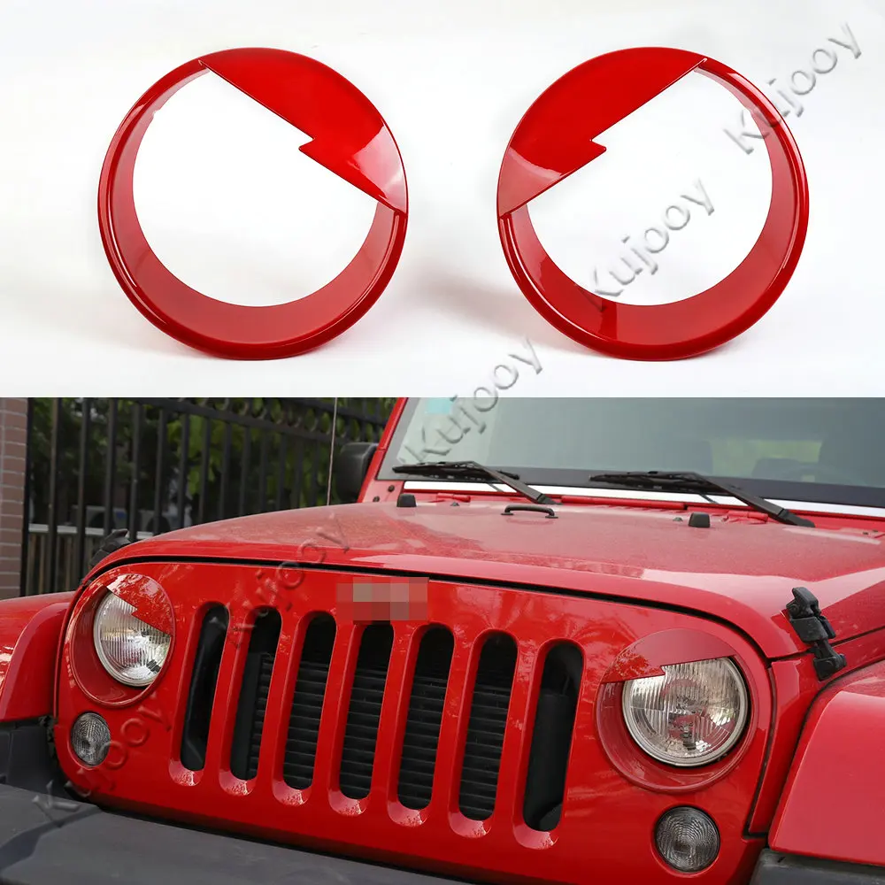 Us 36 24 Orange Red Blue White Pink Headlight Head Lamp Cover Frame Trim For Jeep Wrangler 2007 2016 Car Styling Interior Accessories In