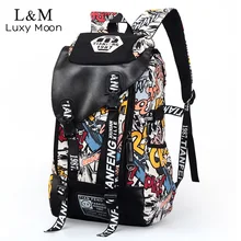Graffiti Hombres Mochila de Lona Impresión Mochilas Estudiantes Mochila Escolar Adolescente Chicos de Gran Bolsa de Viaje Portátil mochila XA233H