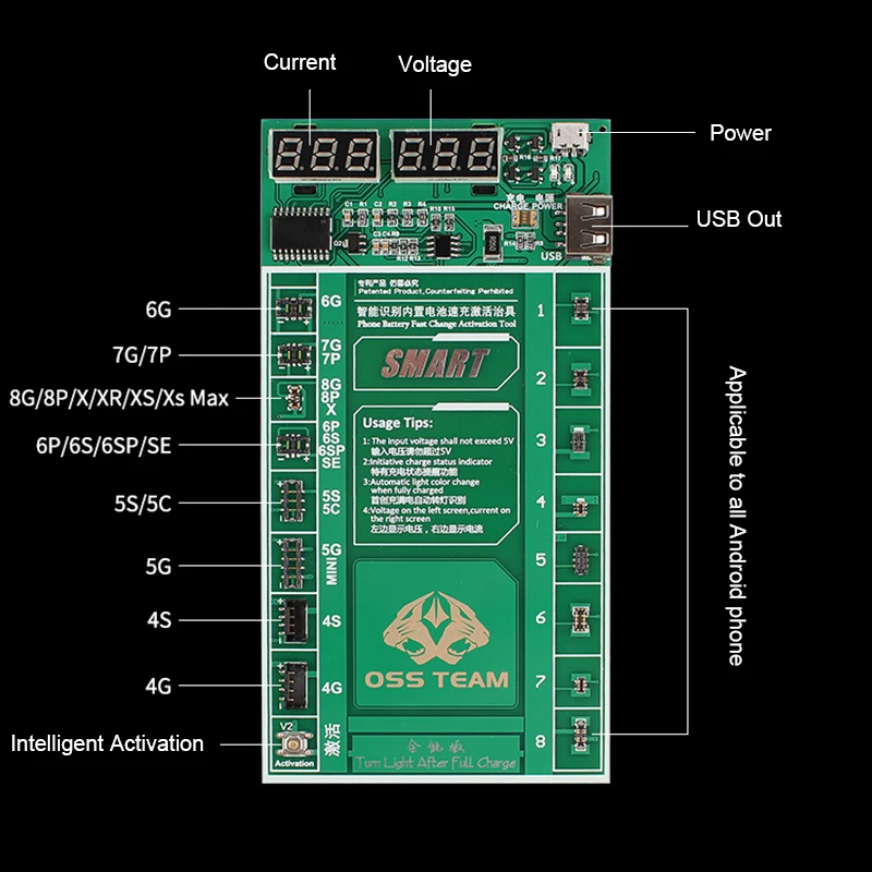 Батарея быстрой зарядки активации доска тестовое приспособление для Samsung xiaomi huawei Android телефон для iPhone X XS MAX XR 4 5 6 6s 7 8