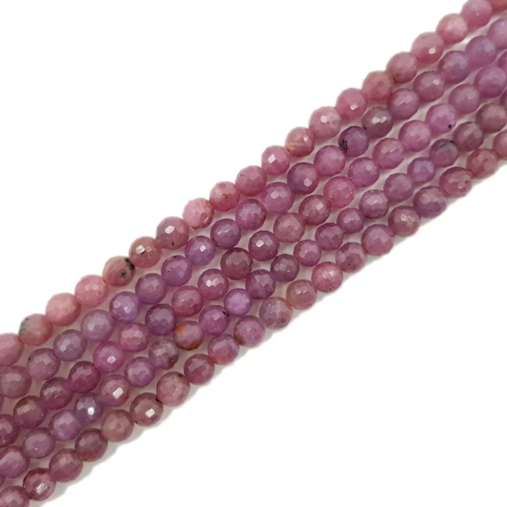 

Lii Ji Natural Ruby Round Shape Faceted beads about 5mm Approx 39cm DIY Jewelry Making Necklace Bracelet