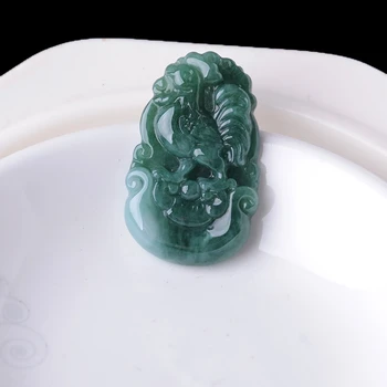

Natural old pit A cargo chicken zodiac jade brand Myanmar ice jade chicken pendant with men and women with certificate