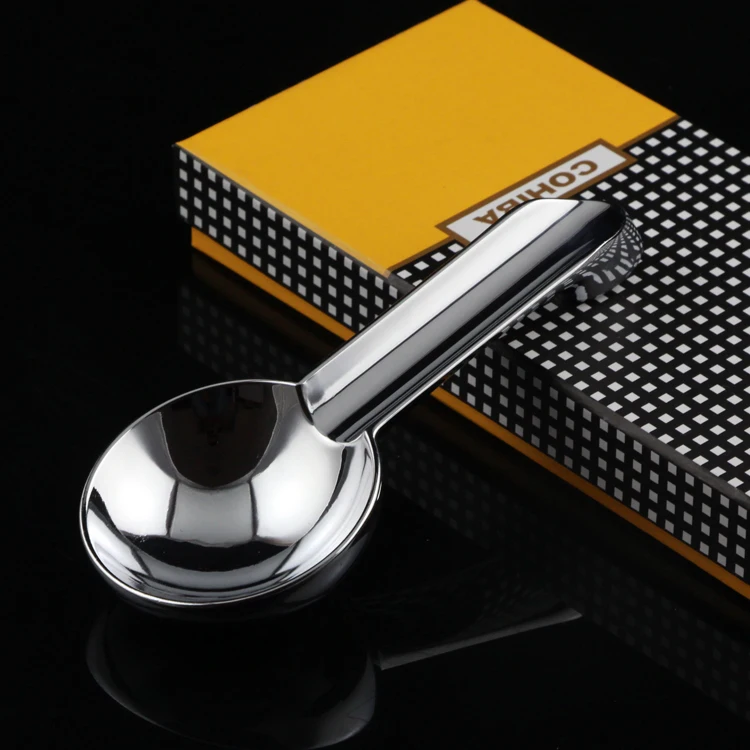 

COHIBA Stainless Steel Gloss Car Cigar Ashtray Portable Cigar Holder Ashtrays With Single Rest Ash Slot Gift Box Packaging