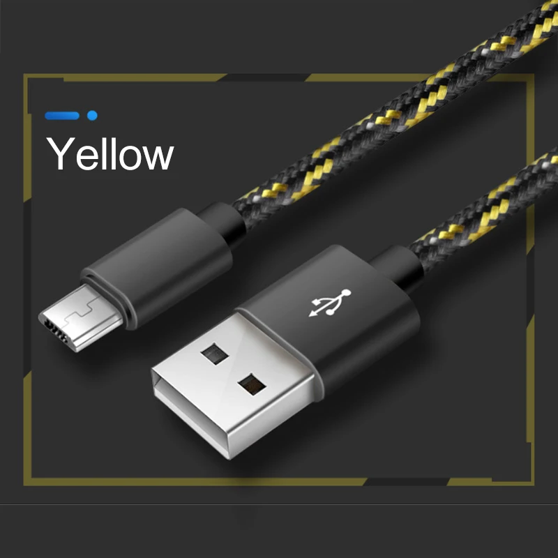 Кабель Micro USB для быстрой зарядки, кабель для зарядного устройства Microusb для samsung, Xiaomi, кабель для передачи данных, шнур для мобильного телефона Android, кабели для зарядки 1 м - Цвет: Цвет: желтый