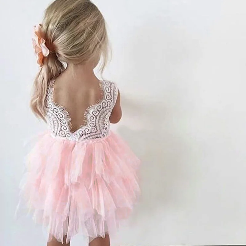 

B&N Blackless Tutu Children's Dresses Summer Floral Girl Dress Delicate Lace Children's Dresses Baby Girl Clothes