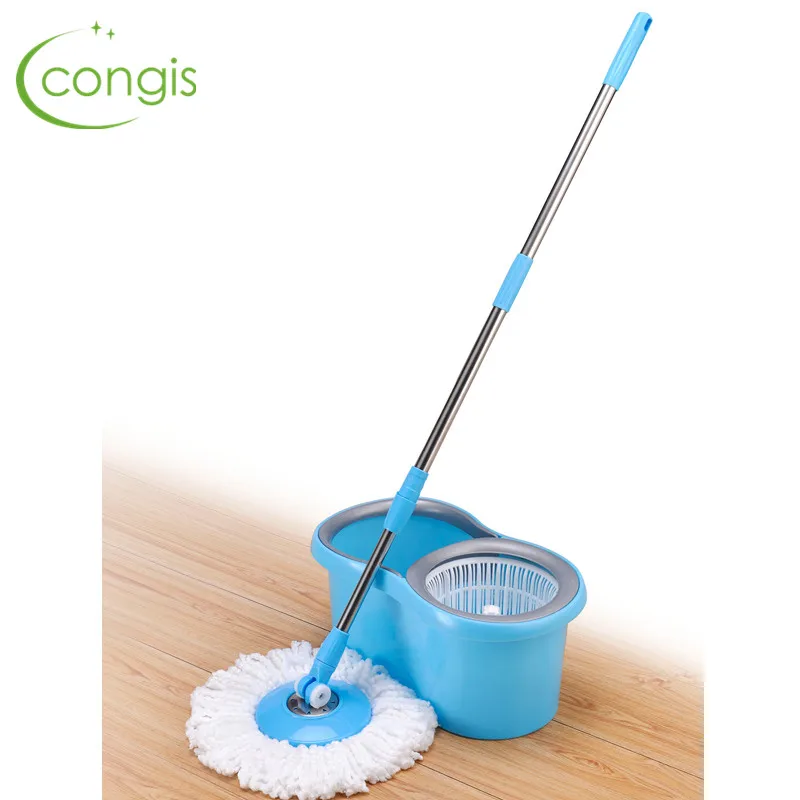 

Congis A Set Easy Magic Floor Mop 360 Bucket Microfiber Spin Spinning Rotating Head Magic Mops Set Bathroom Cleaning Tool