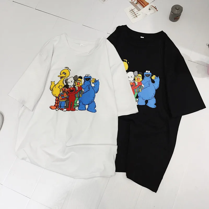 

Cartoon T Shirt Female Short Sleeve 2019 Fashion T-shirt Kaws Women Loose Tshirt Summer Casual Plus Size Femme street Tops