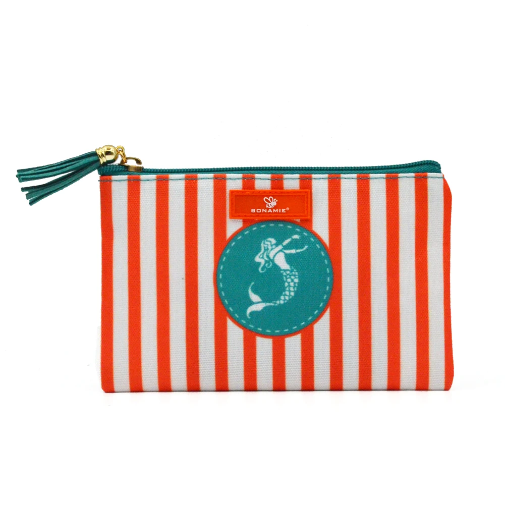 BONAMIE, Женский брендовый полосатый косметический Чехол, сумка для леди, клатч, сумка с принтом русалки, с кисточками, маленькая пляжная сумка, кошелек, сумочка для макияжа - Цвет: Mermaid