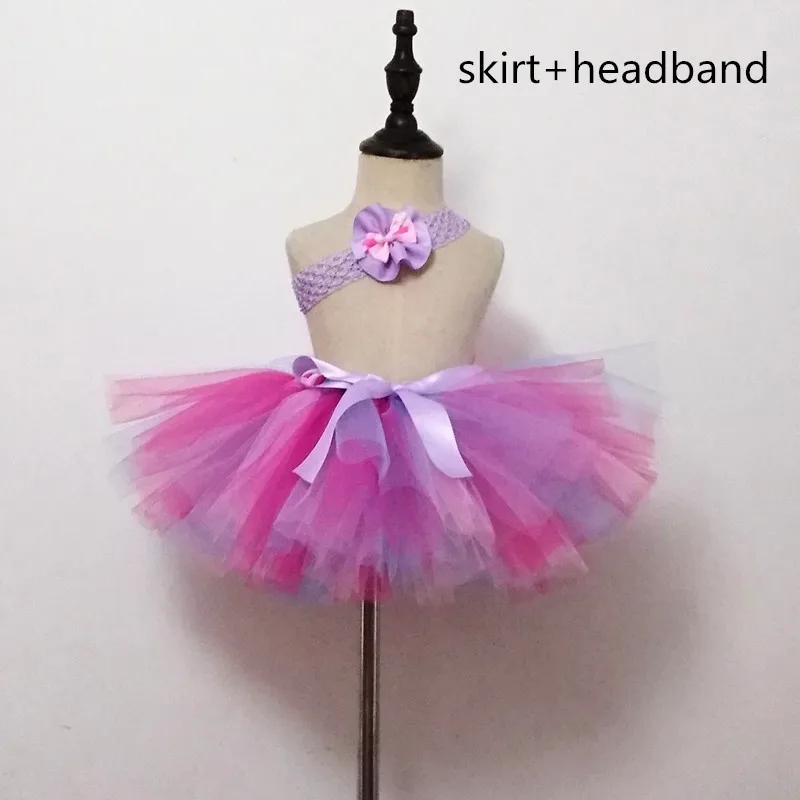 Юбка-пачка ручной работы для девочек с единорогом, балетная юбка, танцевальный праздничный костюм с юбкой-пачкой, одежда для дня рождения, многослойная юбка-пачка - Цвет: skirt headband