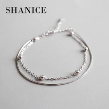 SHANICE Рождество Распродажа Аутентичные стерлингового серебра 925 Круглый шарик змея двухслойная цепочка браслет и браслет Роскошные ювелирные изделия