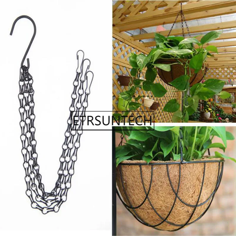 

100pcs Hanging Flower Pot Basket Iron Chain Flower Pot Holder Garden Balcony Plant Hanger Hook Chain Rope