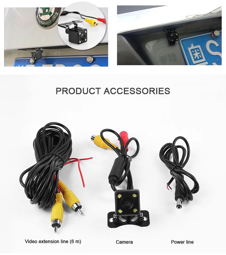 Универсальная Водонепроницаемая камера заднего вида, широкоугольная Автомобильная камера заднего вида CCD 4 Светодиодный светильник ночного видения, помощь при парковке