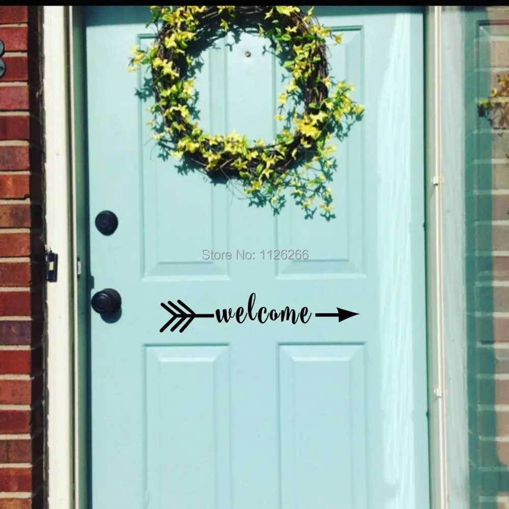 

Welcome with Arrow Vinyl Decal Front Door Sticker Welcome Sign for Home