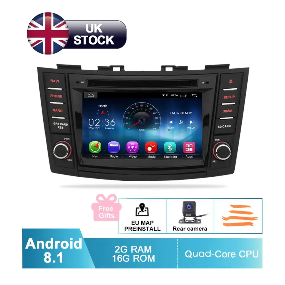 " HD Android 8,1 GPS для автомобиля, стерео для Suzuki Swift 2011 2012 2013 для автомобиля, DVD РАДИО WiFi Аудио Видео плеер резервная камера