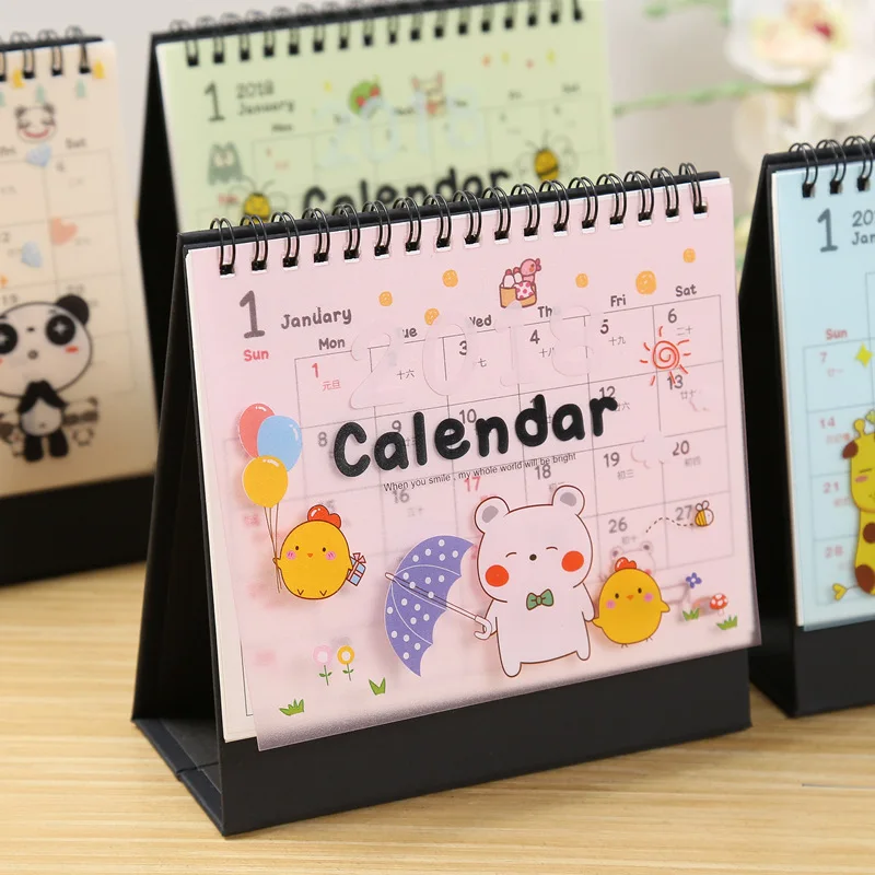 

2019 Desktop Calendar Notebooks For School Diary Notebook Stationery Lovely Creative Cartoon Calendar Planners Kid