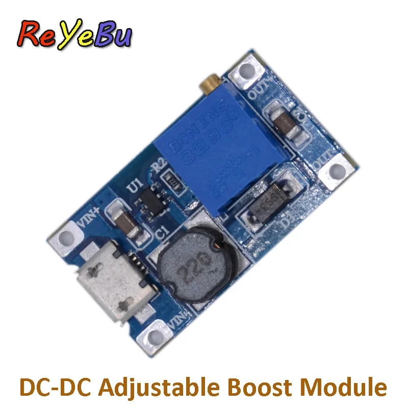 

4pcs/lot DC-DC Adjustable Boost Module 2A Boost Plate 2A Step Up Module with MICRO USB 2V-24V to 5V 9V 12V 28V MT3608 LM2577