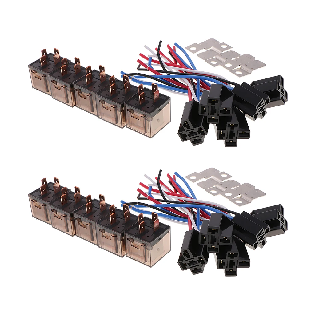 10 шт. DC12V 80Amp автомобильный SPST автомобильное реле 4Pin и 4 провода жгут гнезда