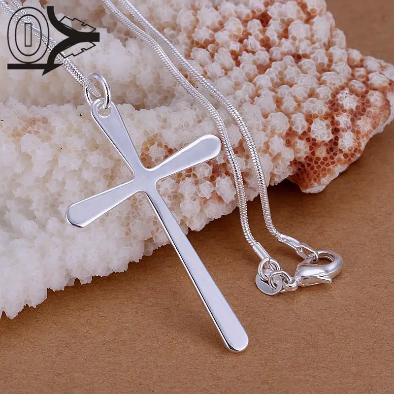 

Free Shipping Hot Sale Silver-plated Pendant,Latest Trendy Classic Jewelry,Fashion Snake Chain Smooth Cross Women Pendants