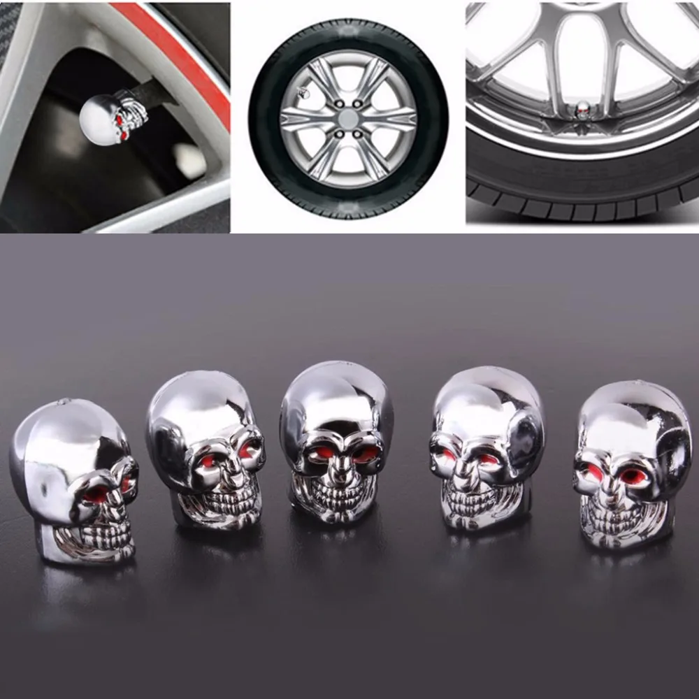 Green Abfer Air Tire Vale Cap Skull Shape Car Valve Stem Caps Replacement Covers with Big Tooth Fit Most Vehicle Truck Motorcycles Bikes
