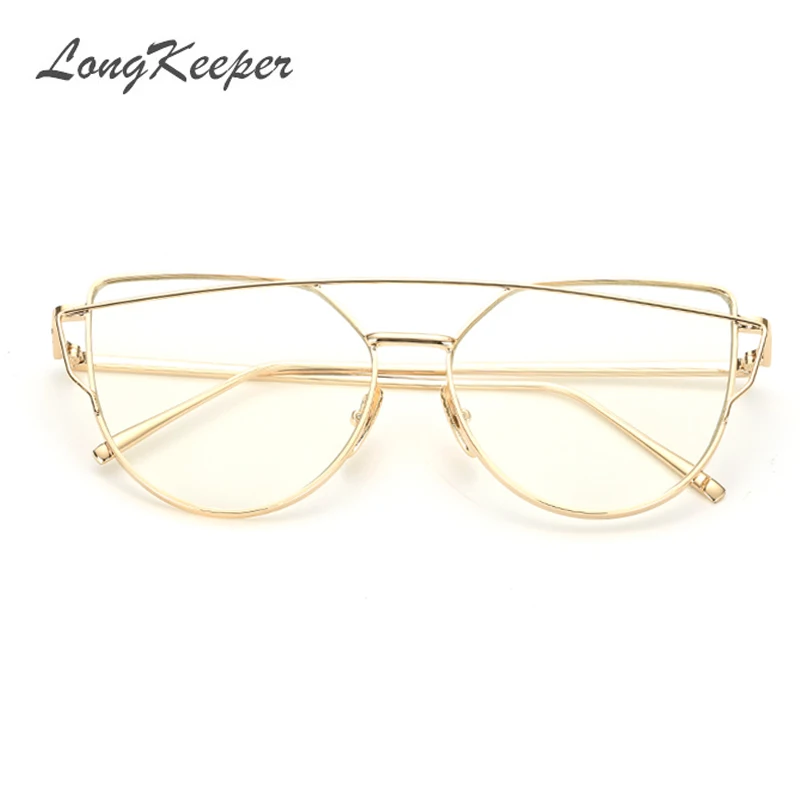 Longkeader Модные прозрачные линзы оправа для очков в стиле кошачьи глаза женские золотые очки оправа мужские очки Оптическая оправа Очки для чтения женские