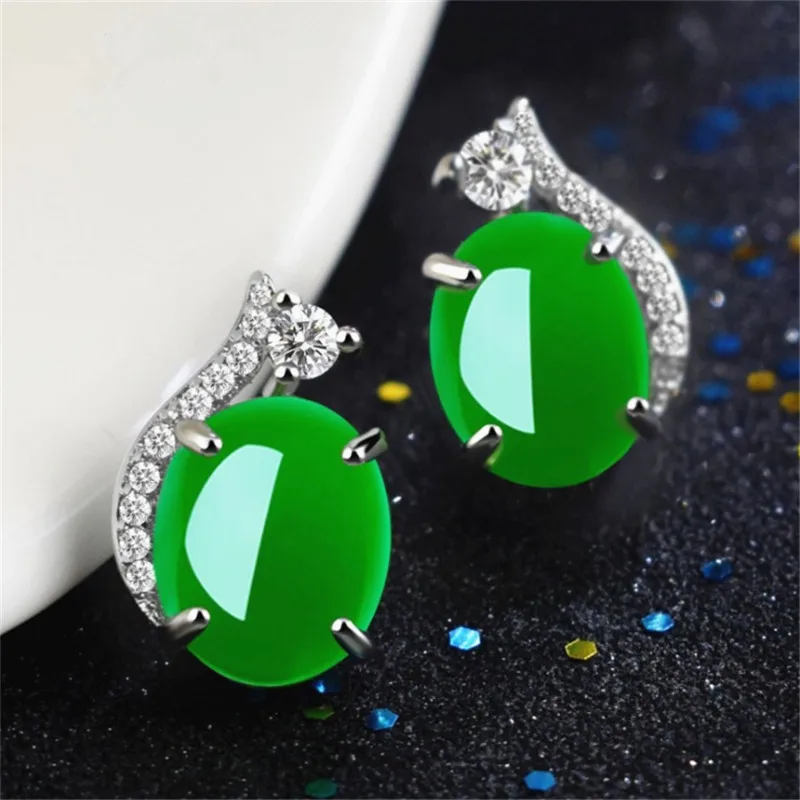 Женские серьги с изумрудом Begua Ringen зеленые из серебра 925 пробы ювелирные