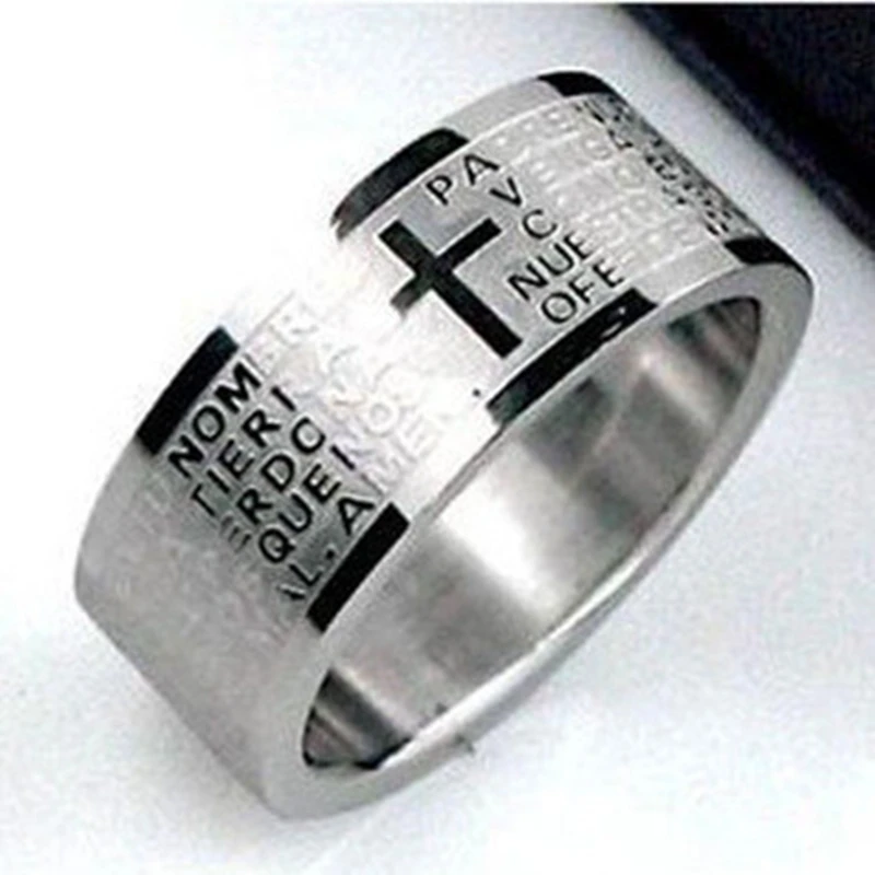 religious cool men ring The bible cross finger rings Fine Stainless