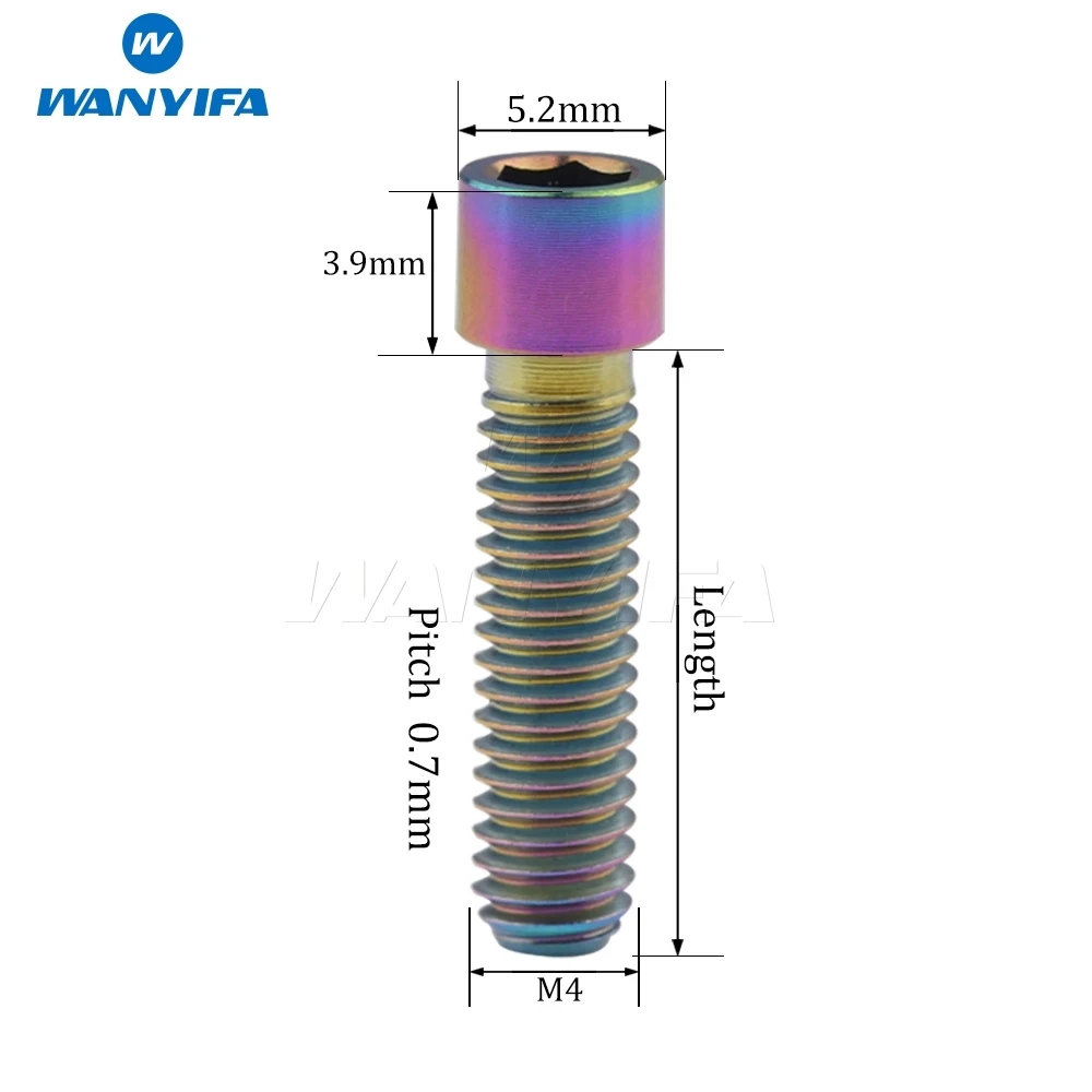 Wanyifa Ti болты M4 x 10 13,5 15 20 25 мм шестигранный ключ маленькая головка титановый винт для велосипеда