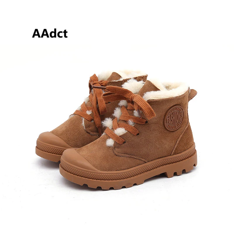 

AAdct 2018 warm martin girls boots fashion winter kids boots for boys Brand High-quality fur cotton children boots Anticollision