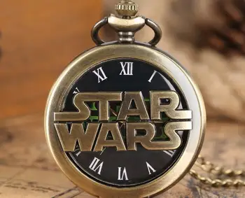 

Star Wars Pocket Watches Necklace Vintage Retro Hollow Bronze Quartz Pocket Watch Men's Gift Jewelry Accessory Wholesale 30Pcs