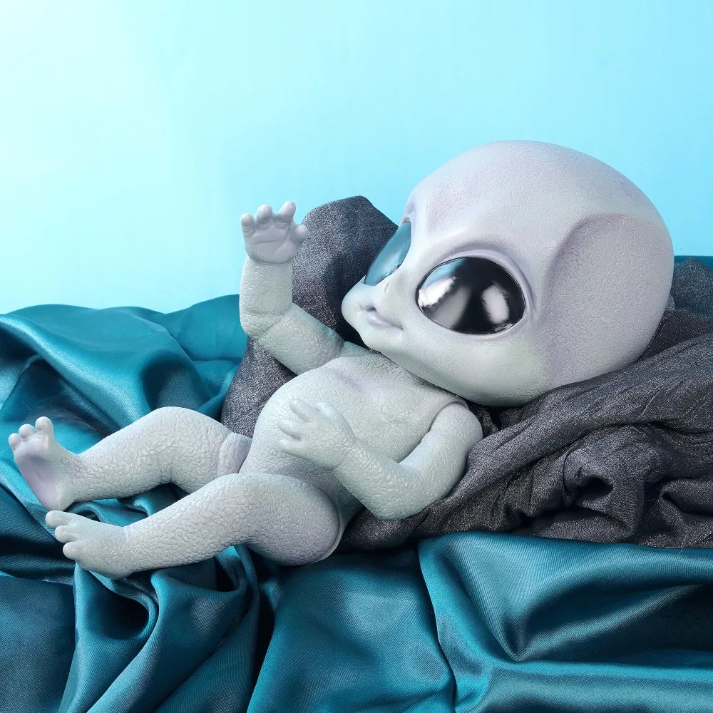 Npkколлекция 14 дюймов Реалистичная кукла-инопланетянин ручная детальная виниловая игрушка Коллекционная детская игрушка