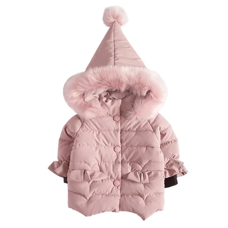 COOTELILI Fashion Baby Girls Outerwear Brand Girls Winter Jackets Children Pointed Hooded Coat Warm Padded Jacket Parka  (3)