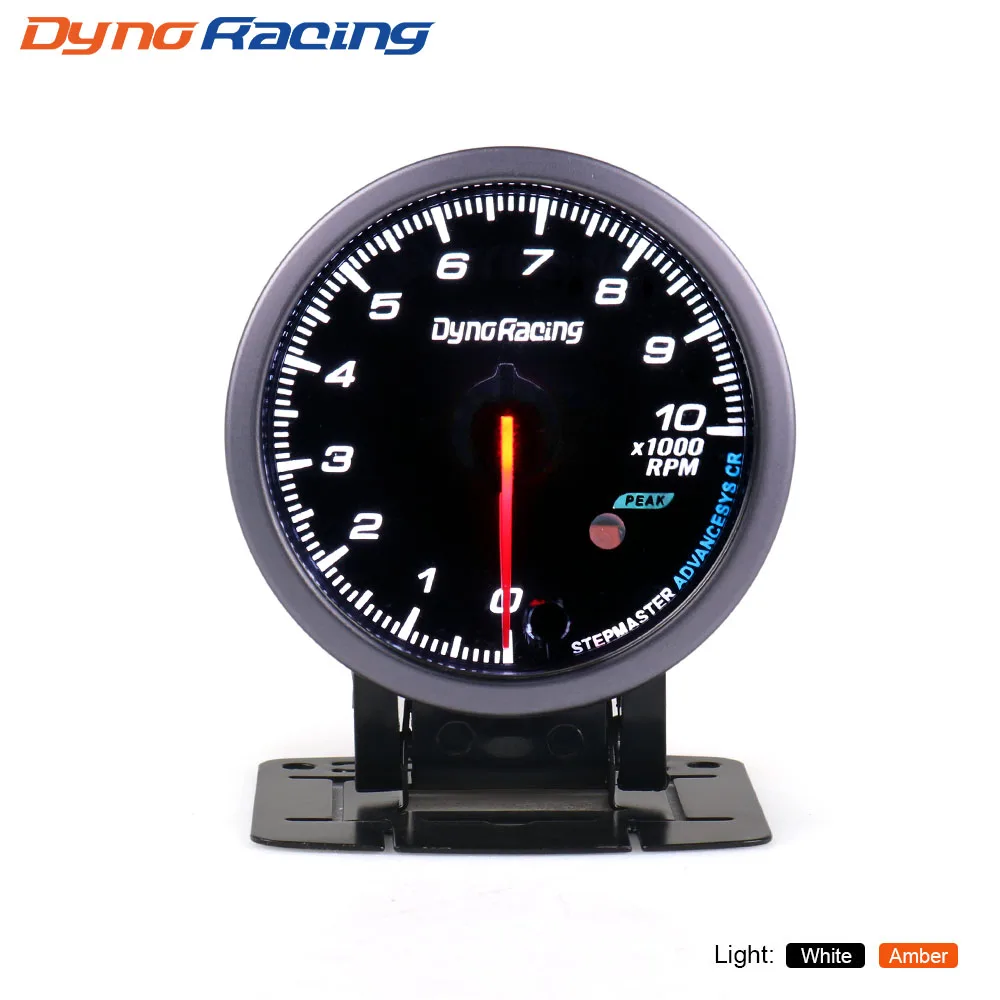 Dynoracing 60 мм Тахометр 0 10000 об/мин gauge Черный лицо с белым и янтарный освещения